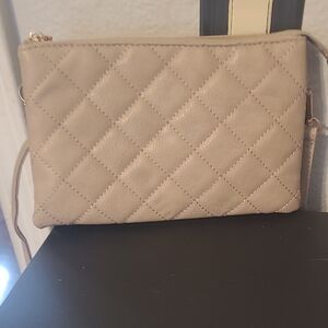 Beige Quilted Crossbody Bag